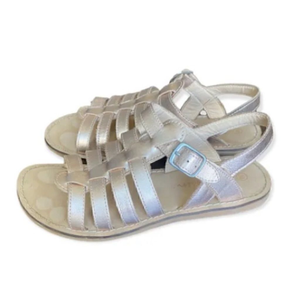 Mini Boden Teen Girls Leather  Sandal Rose Gold Metallic Size 6 - Picture 2 of 3